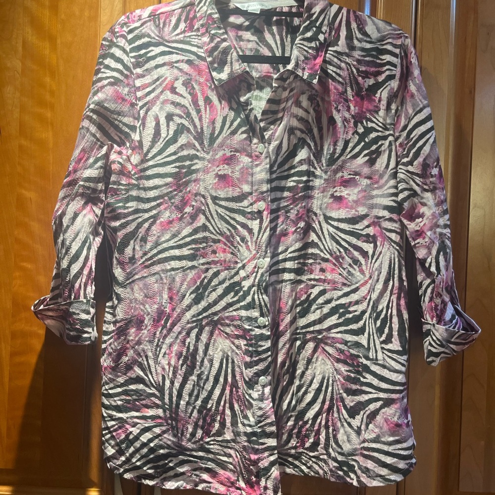 Chic Zebra Print Button-Down Shirt